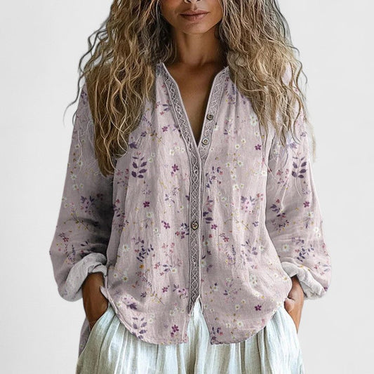THEA | Blød bluse med bladprint