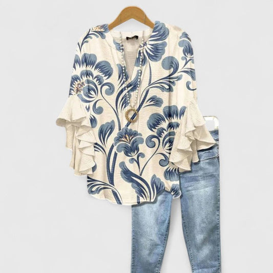 MARIT | Let bluse med flæser