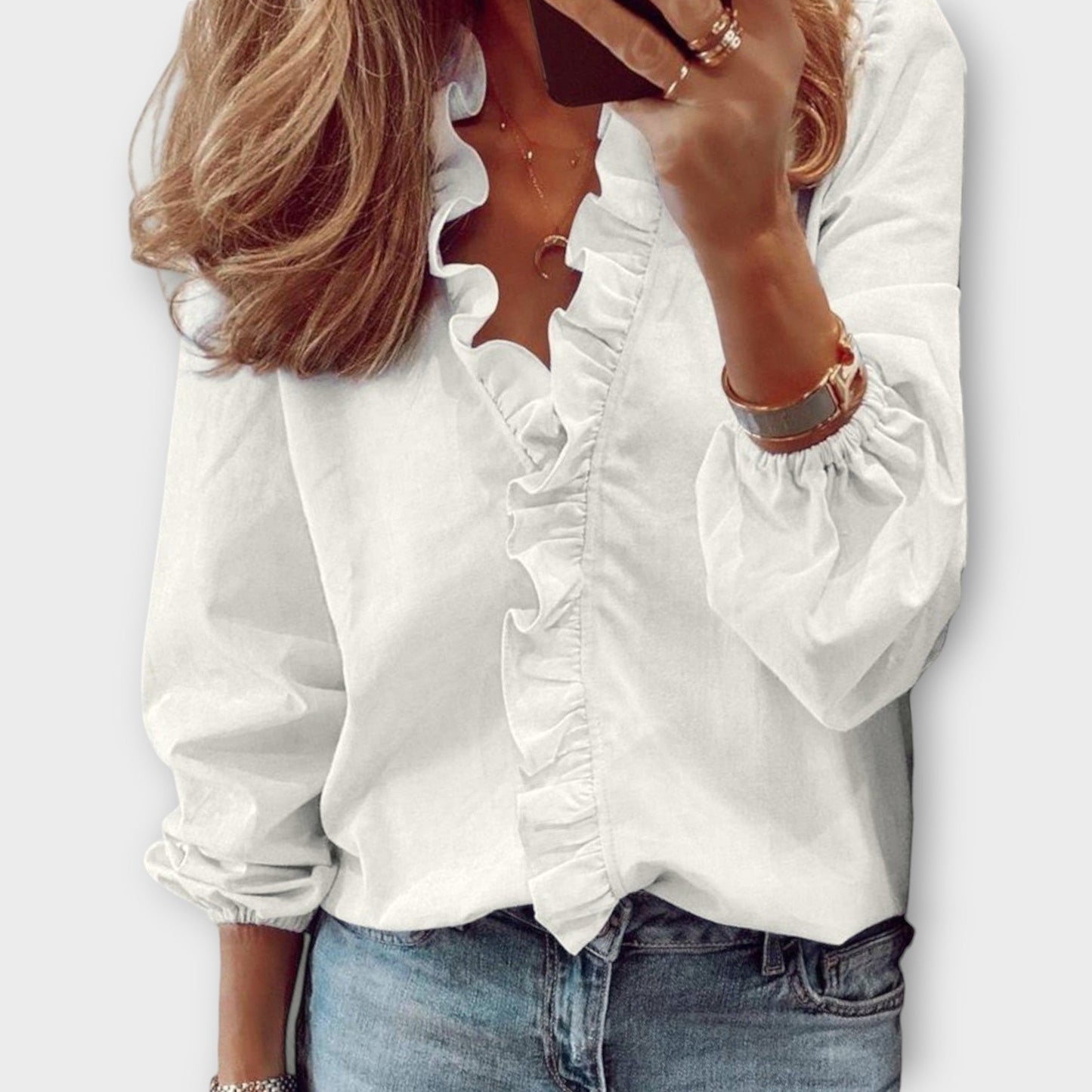 SAGA | Bluse med flæser