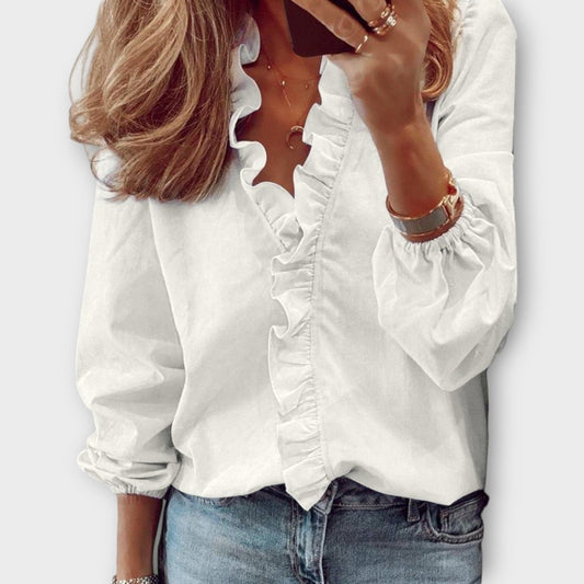 SAGA | Bluse med flæser